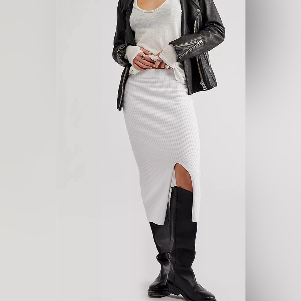 NWT Free People Skyline MIDI Skirt, Grey heather